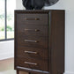 Dantenton - Five Drawer Chest - Merlot