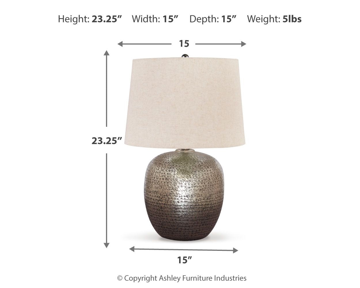 Magalie - Metal Table Lamp  - Antique Silver Finish - Fraser Furniture & Mattresses