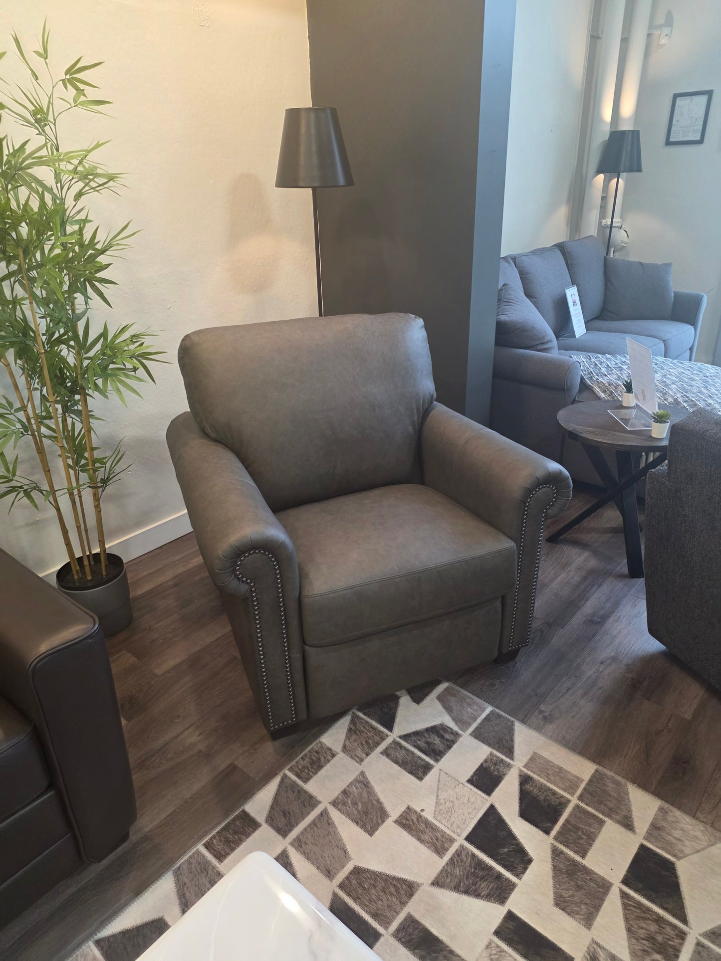 Austin All Leather Recliner – Grey Leather Comfort Chair - Floor Model Only