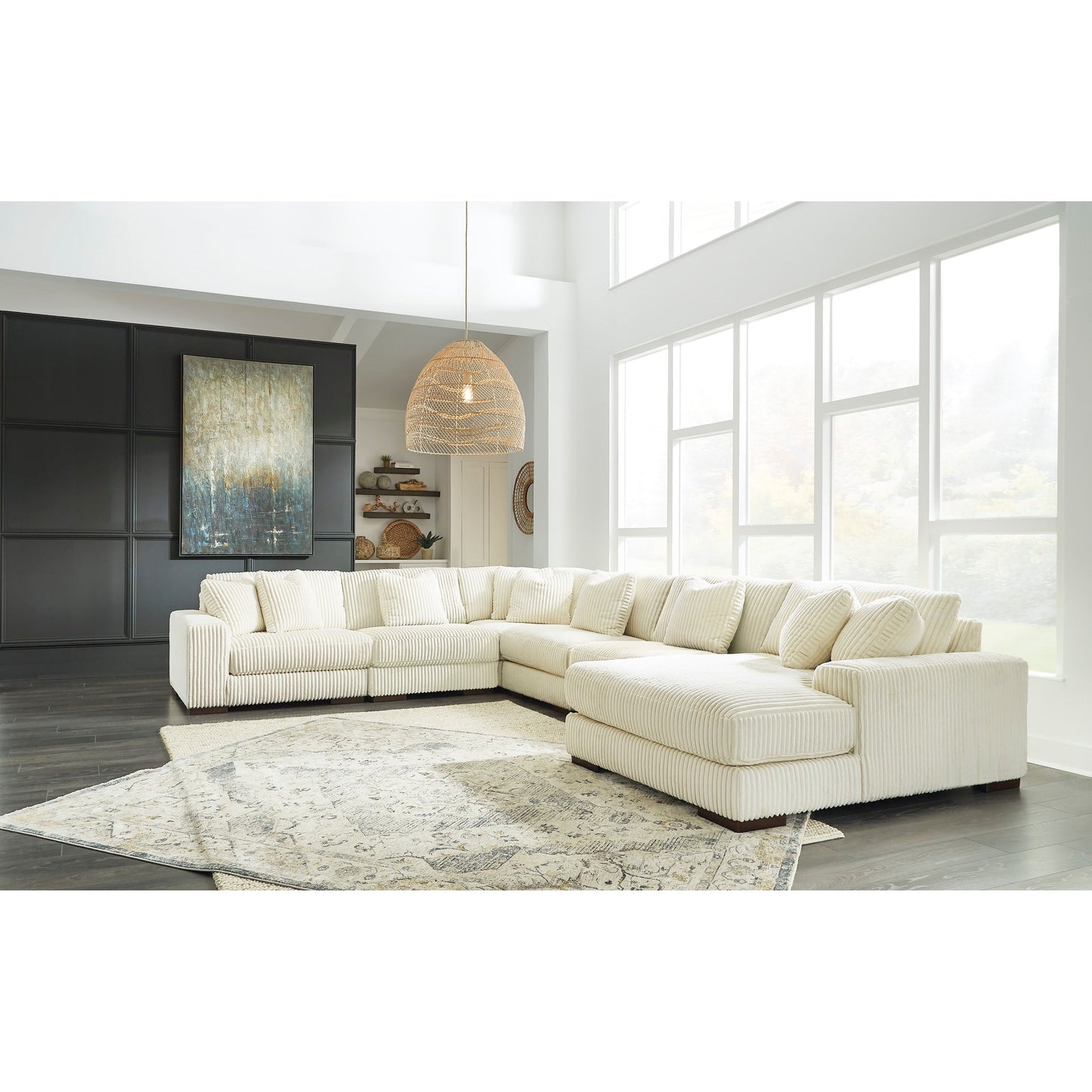 LINDYN 6 PIECE SECTIONAL WITH CHAISE - IVORY