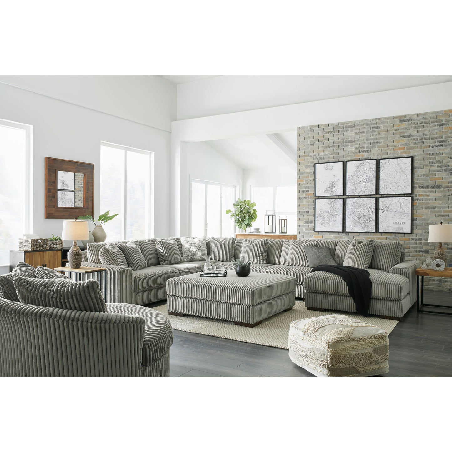 LINDYN 6 PIECE SECTIONAL WITH CHAISE - FOG