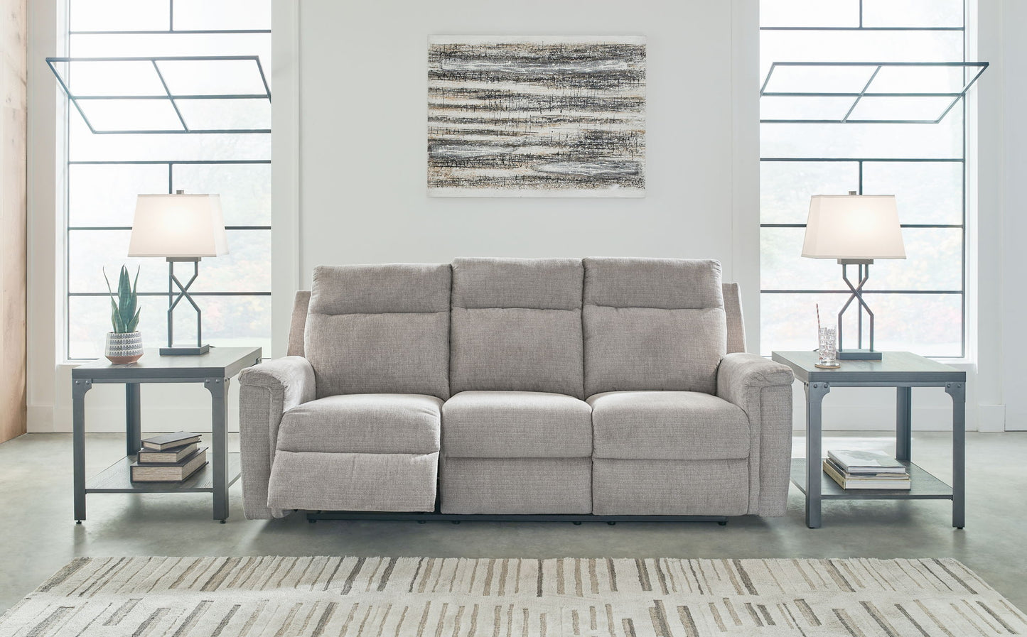 Barnsana - Power Reclining Sofa - Fabric - Ash