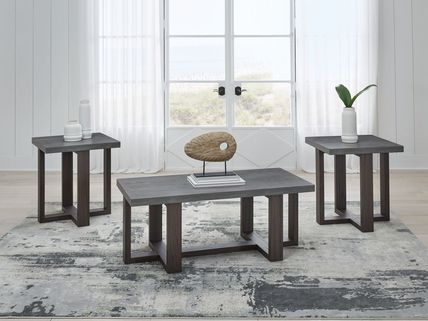 Dynnford - Gray / Brown - Occasional Table Set (Set of 3)