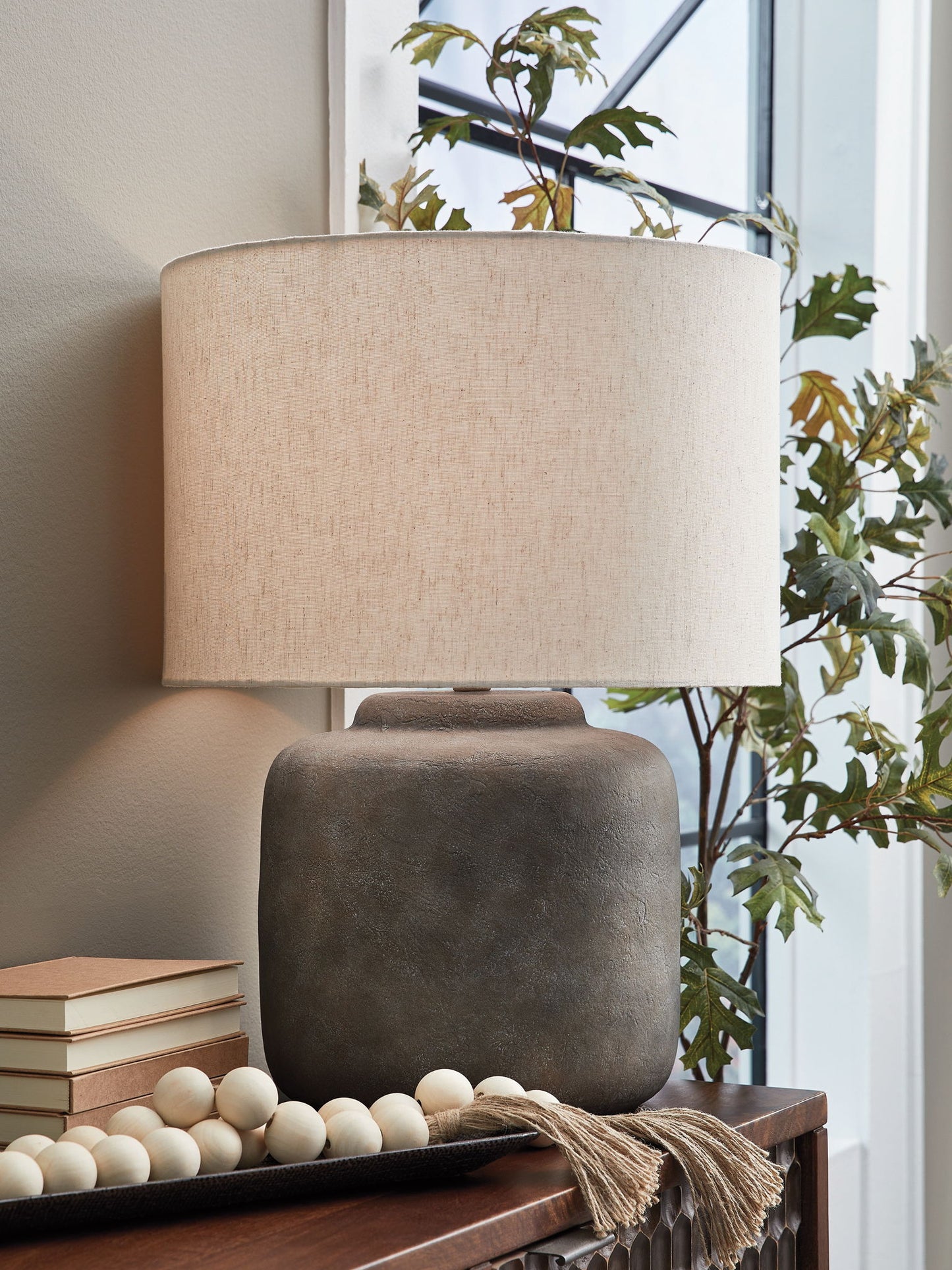 Zandophen - Metal Table Lamp - Antique Gray - Fraser Furniture & Mattresses