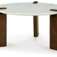 Isanti - White / Brown - Round Cocktail Table