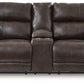 Crossplex - Power Reclining Loveseat / Console / Adjustable Headrest - Smoke