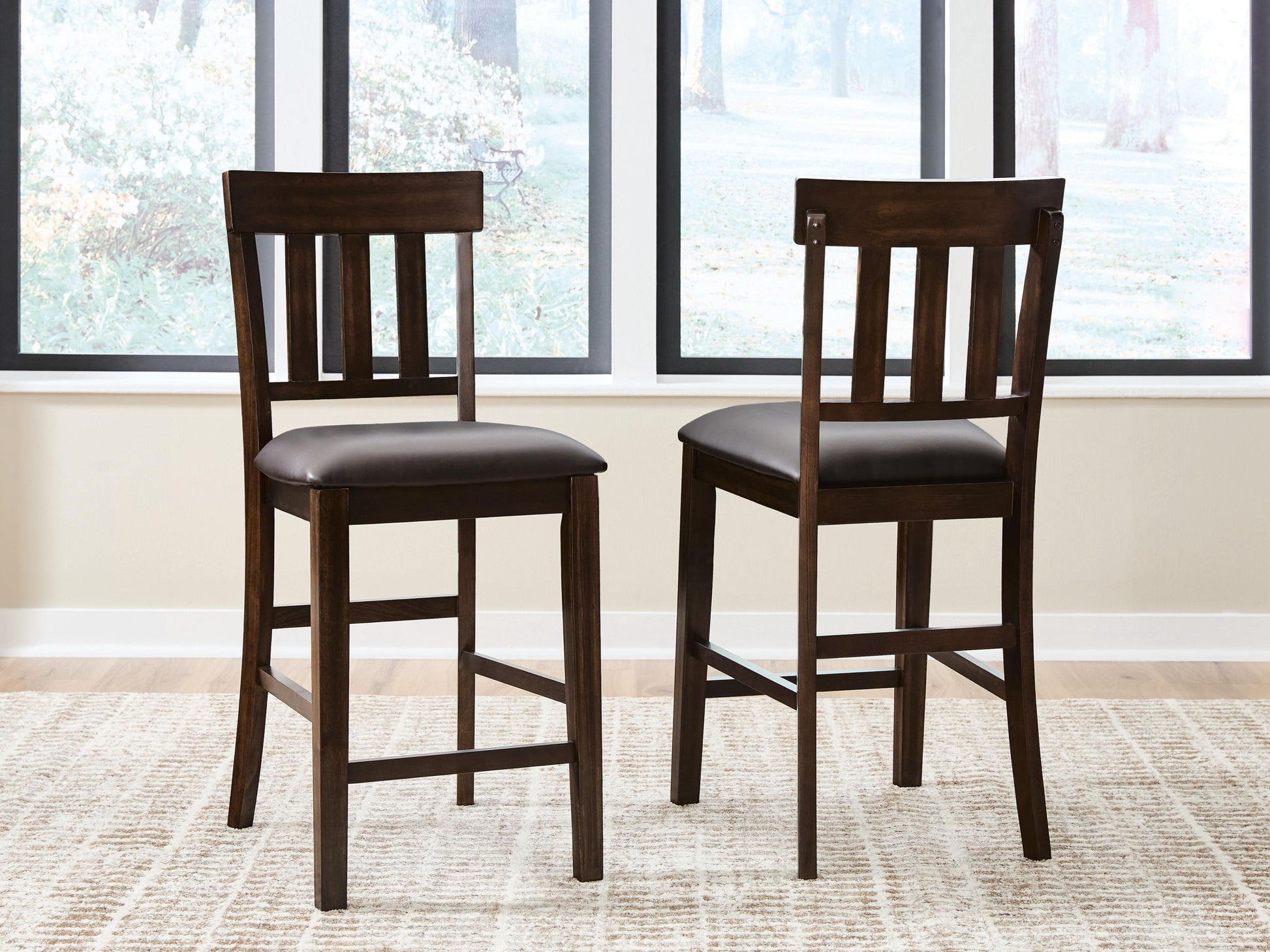 Haddigan - Upholstered Barstool (Set of 2) - Dark Brown - Fraser Furniture & Mattresses