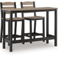 Shoreline Beach - Outdoor Counter Table And 2 Barstools (Set of 3) - Black / Beige