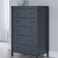 Simmenfort - Navy Blue - Five Drawer Chest