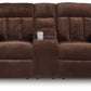 Free Wake - Double Relcining Power Loveseat With Console - Chocolate