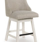 Robbinsdale - Antique White - Upholstered Swivel Curved Back Barstool (Set of 2)