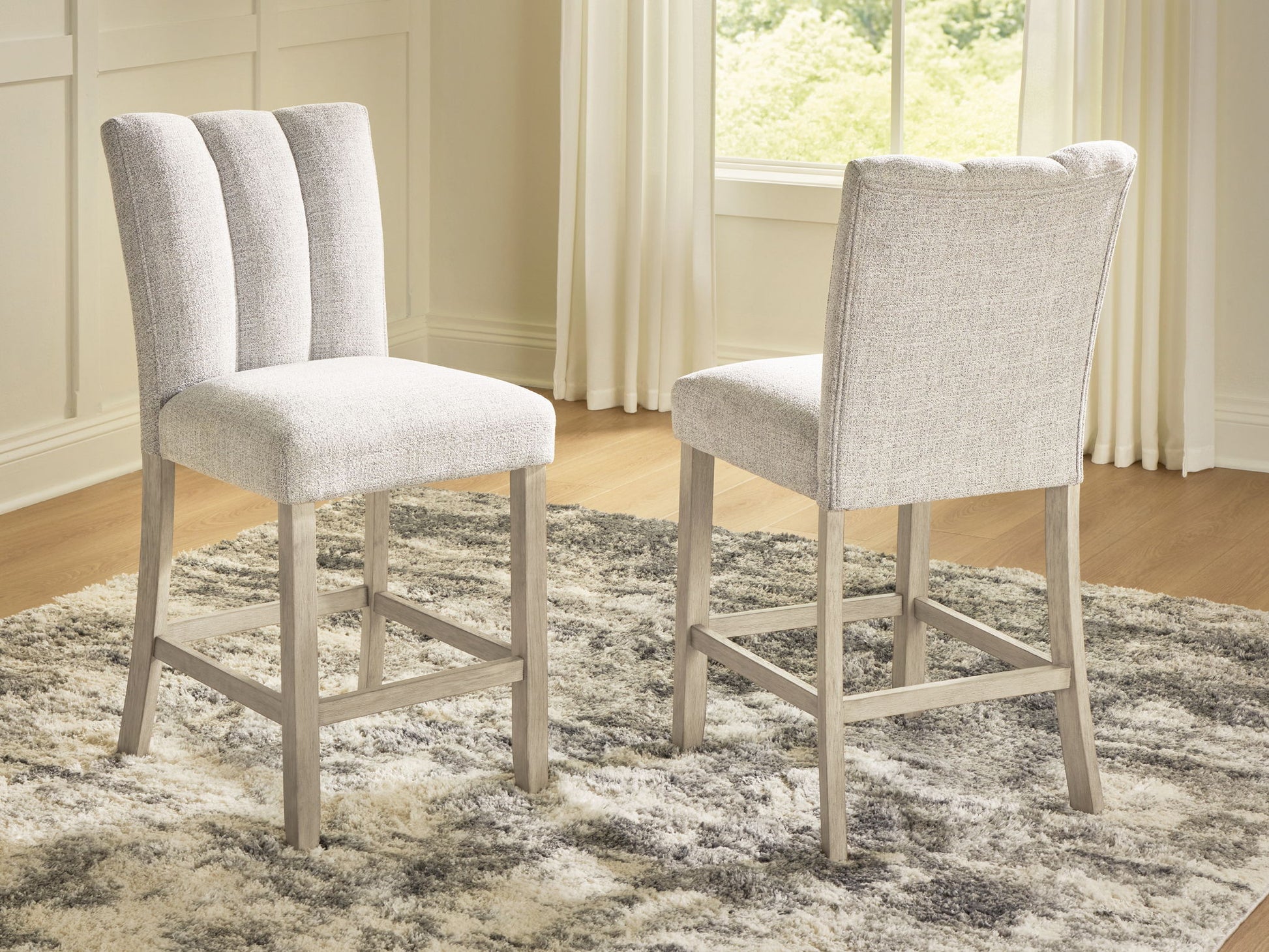 Larawyn - Upholstered Barstool (Set of 2) - Bisque - Fraser Furniture & Mattresses