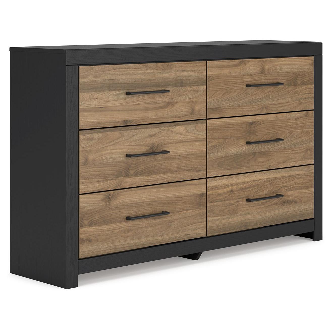 Vertani - Black / Honey Brown - Six Drawer Dresser