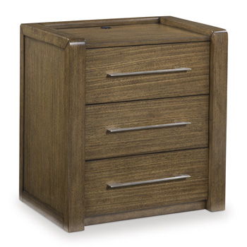 Marxmore - Three Drawer Night Stand - Brown - Fraser Furniture & Mattresses