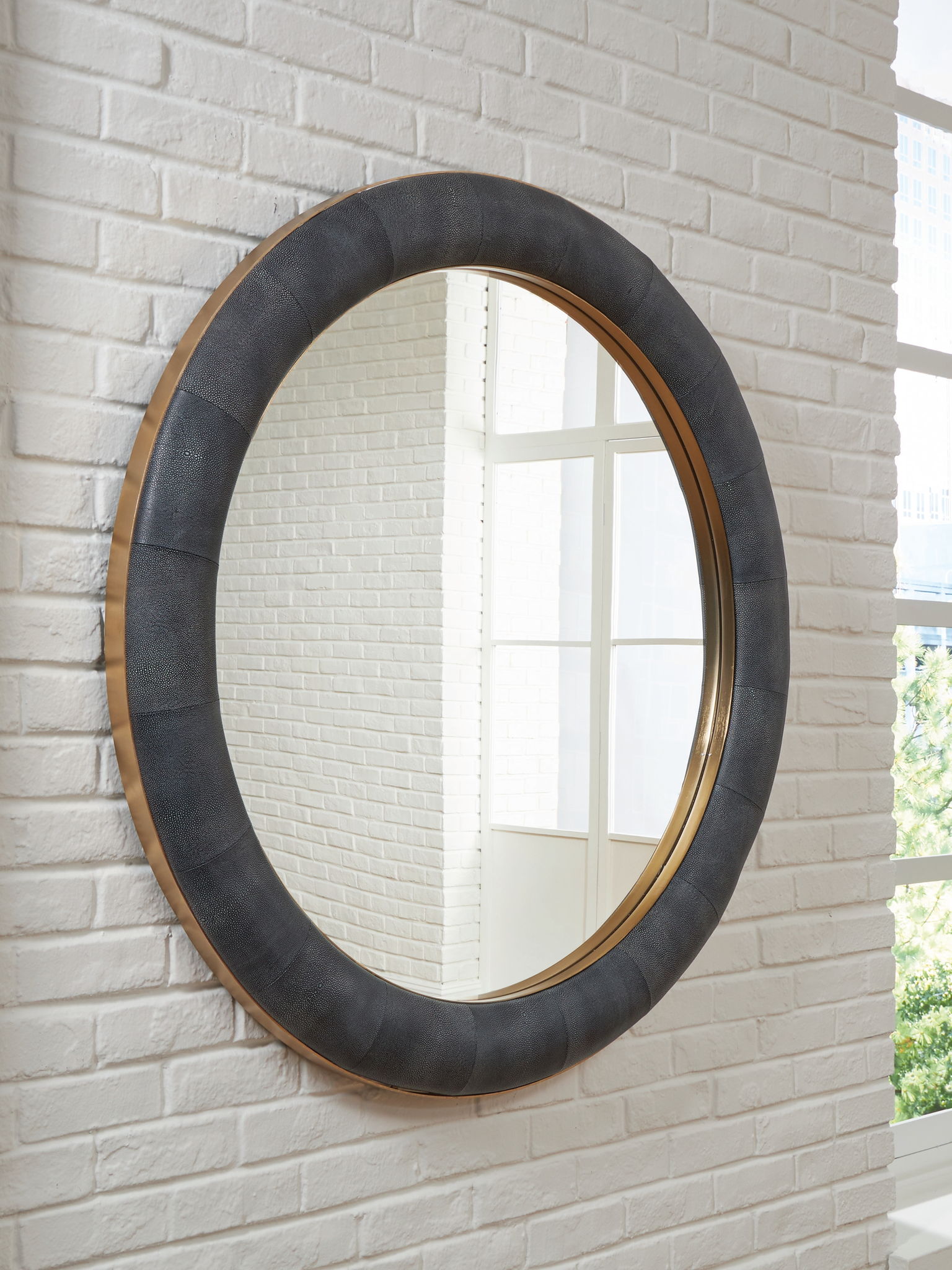 Corinsworth - Accent Mirror - Charcoal / Brass Finish - Fraser Furniture & Mattresses