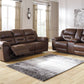 Stoneland - Reclining Sofa - Faux Leather - Chocolate