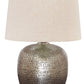 Magalie - Metal Table Lamp  - Antique Silver Finish - Fraser Furniture & Mattresses