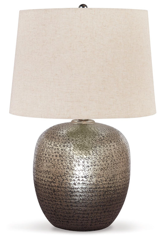 Magalie - Metal Table Lamp  - Antique Silver Finish - Fraser Furniture & Mattresses