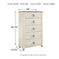 Willowton - Brown / Beige / White - Five Drawer Chest