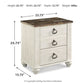 Willowton - Two Drawer Night Stand - Brown / Beige / White