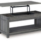 Freedan - Rect Lift Top Cocktail Table - Grayish Brown