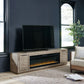 Krystanza - Weathered Gray - TV Stand With Wide Fireplace Insert