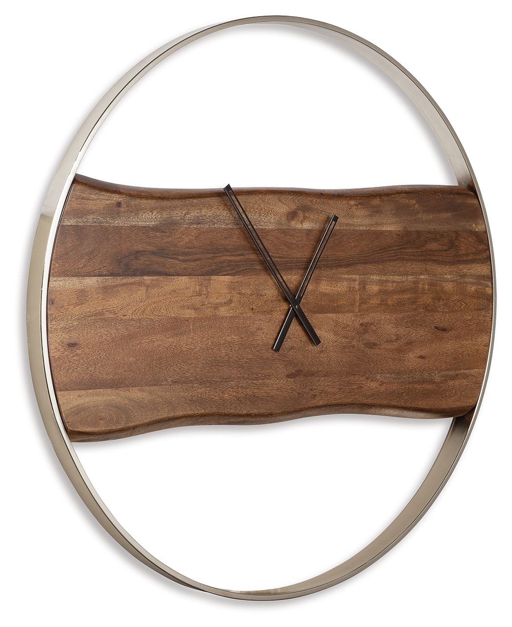 Panchali - Wall Clock - Brown / Silver Finish - Fraser Furniture & Mattresses
