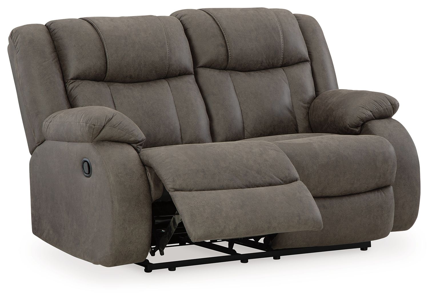 First Base - Gunmetal - Reclining Loveseat - Faux Leather