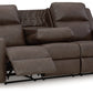 Lavenhorne - Granite - Reclining Sofa W/ Drop Down Table - Faux Leather