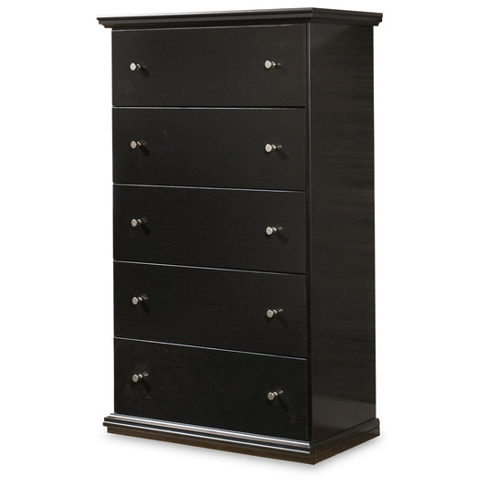 Maribel - Black - Five Drawer Chest