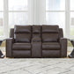 Lavenhorne - Granite - Dbl Reclining Loveseat W/Console - Faux Leather