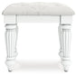 Kozlani - Vanity Upholstered Stool - White