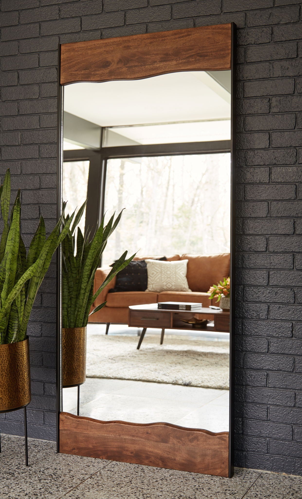 Panchali - Floor Mirror - Brown / Black - Fraser Furniture & Mattresses