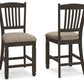 Tyler Creek - Upholstered Barstool (Set of 2) - Black / Grayish Brown