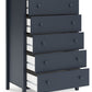 Simmenfort - Navy Blue - Five Drawer Chest