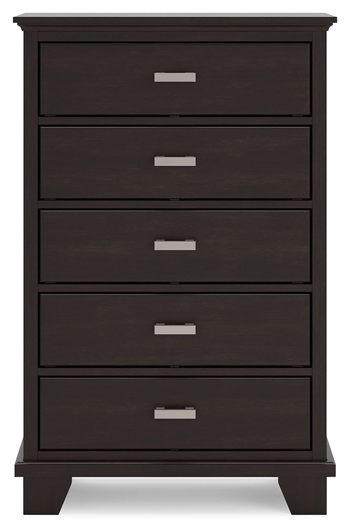 Covetown - Five Drawer Chest - Dark Brown - Fraser Furniture & Mattresses