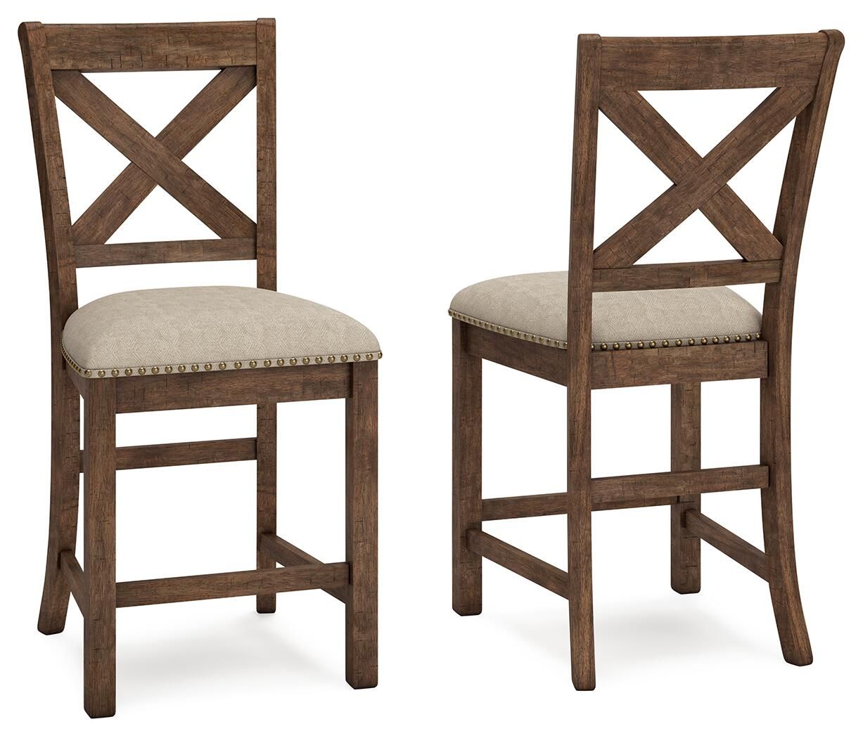 Moriville - Upholstered Barstool (Set of 2) - Beige - Fraser Furniture & Mattresses