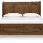 Zackaryn - King Sleigh Storage Bed - Warm Brown