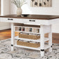 Valebeck - White / Brown - Rect Dining Room Counter Table With Wine Rack