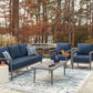 Gali - Gray / Blue - Sofa / Chairs / Table Set (Set of 4)