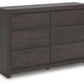 Fraluna - Charcoal - Six Drawer Dresser