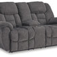 Foreside - Charcoal - Dbl Reclining Loveseat With Console - Fabric