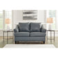 GENOA LEATHER LOVESEAT - STEEL