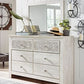 Paxberry - Dresser, Mirror - Medallion Drawer Pulls - Whitewash