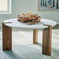 Isanti - White / Brown - Round Cocktail Table