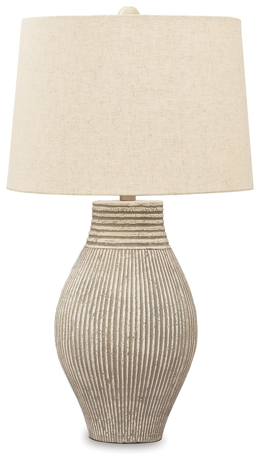 Layal - Paper Table Lamp  - Beige - Fraser Furniture & Mattresses