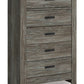 Frandern - Five Drawer Chest - Gray
