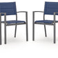 Rocky Creek - Sling Arm Chair (Set of 4) - Blue / Gray