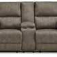 Laresview - Fossil - Dbl Reclining Loveseat With Console - Faux Leather
