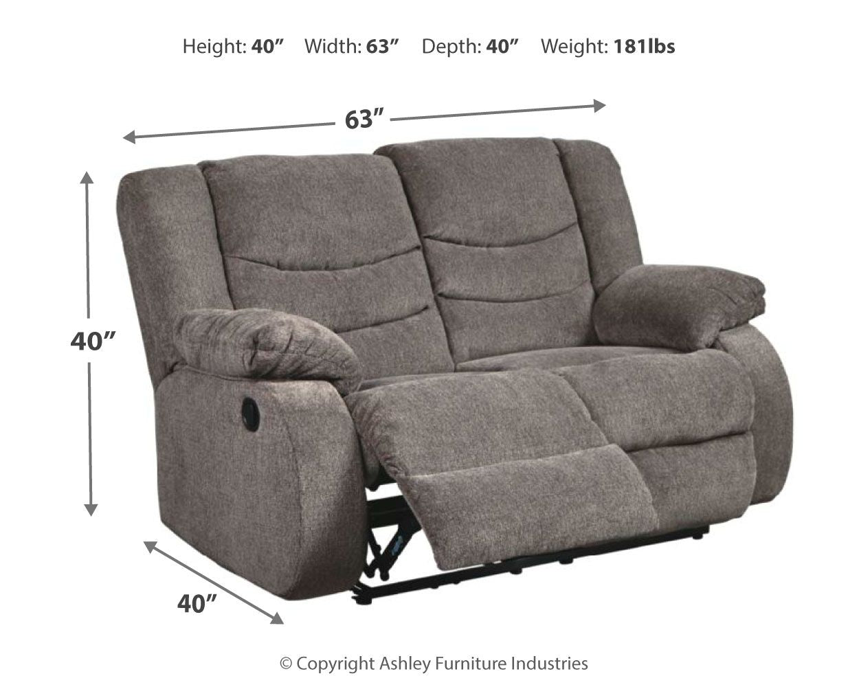 Tulen - Dark Gray - Reclining Loveseat